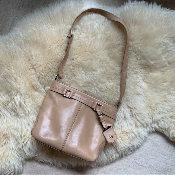 Etienne Aigner Cowhide Leather Beige Cognac Retro 80s Small Shoulder Bag - Picture 1 of 7
